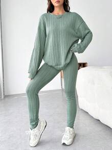 SHEIN EZwear Chất rắn Áo thun Thả vai & Xà cạp - Màu xanh Bạc hà - Xem 5