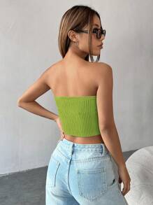 SHEIN EZwear Top unicolor crop tubo tejido de canalé