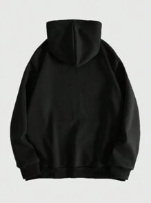 ROMWE MEN Grunge Punk Nam Sọ Mặt In Áo nỉ có mũ - màu đen - Xem 2