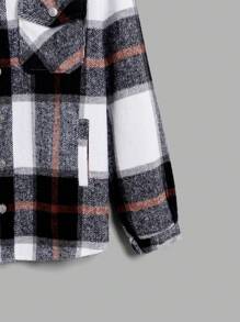 GENKIRA Plaid Print Flap Pocket Overcoat - Black - View 3