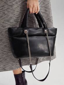 MOTF PREMIUM PUFFY TOP HANDLE CHAIN BAG - Black - View 1