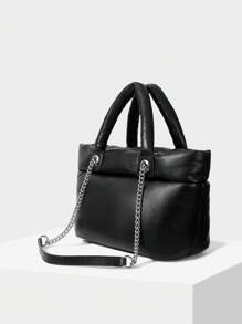MOTF PREMIUM PUFFY TOP HANDLE CHAIN BAG - Black - View 6