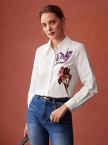 MOTF PREMIUM FLORAL PRINT BUTTON-UP SHIRT