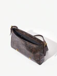 SHEIN VCAY Women's Shoulder Bag With Adjustable Strap, Flip Cover, Brown, Soft Pu Leather Material, Simple & Fashionable Design, Multifunctional & Large Capacity - Brown - View 3