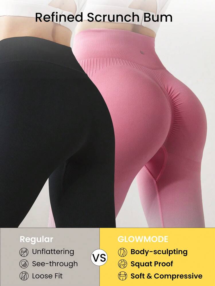 26" Seamless Gradient Jacquard Super High-Waist Gym Leggings Mid Strength Training Workout