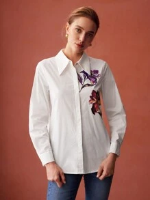 MOTF PREMIUM FLORAL PRINT BUTTON-UP SHIRT