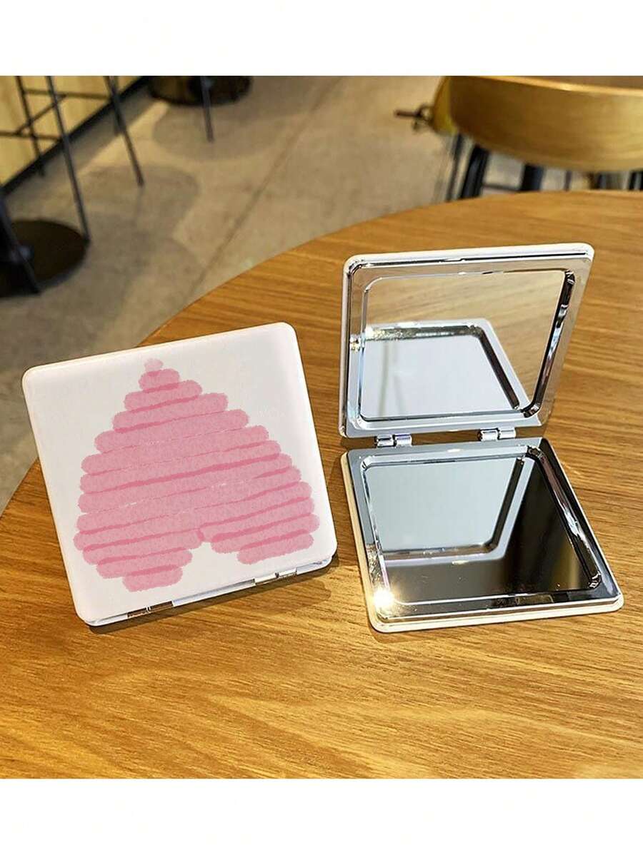 Heart Print Foldable Mirror - Multicolor - View 1