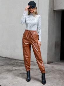 SHEIN Essnce Camiseta con estampado geométrico de cuello alto - Multicolor - Ver 5