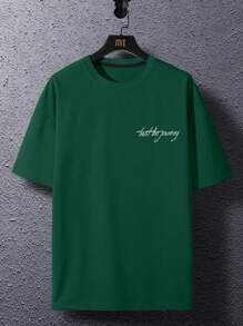 Manfinity EMRG Hombres Camiseta con estampado de slogan y figura - Verde - Ver 2