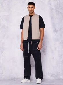 SUMWON 拉链尼龙背心 - 卡其色 - 查看 3