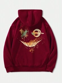 Manfinity EMRG Men Cartoon Graphic Drop Shoulder Hoodie - Burgundy - View 3