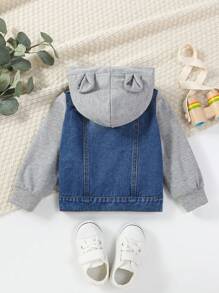 Đứa bé trai Túi có nắp 2 trong1 Áo khoác denim Without Tee - Rửa trung bình - Xem 2