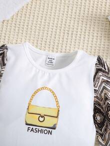 Baby Girl Chevron & Letter Graphic Tee Dress - Multicolor - View 6