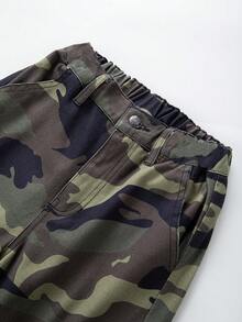 Thiếu niên con trai Camo In Túi có nắp Quần jean chở hàng - xanh quân đội - Xem 4