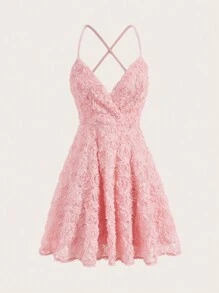 SHEIN MOD Solid Criss Cross Backless Cami Dress - Multicolor - View 1