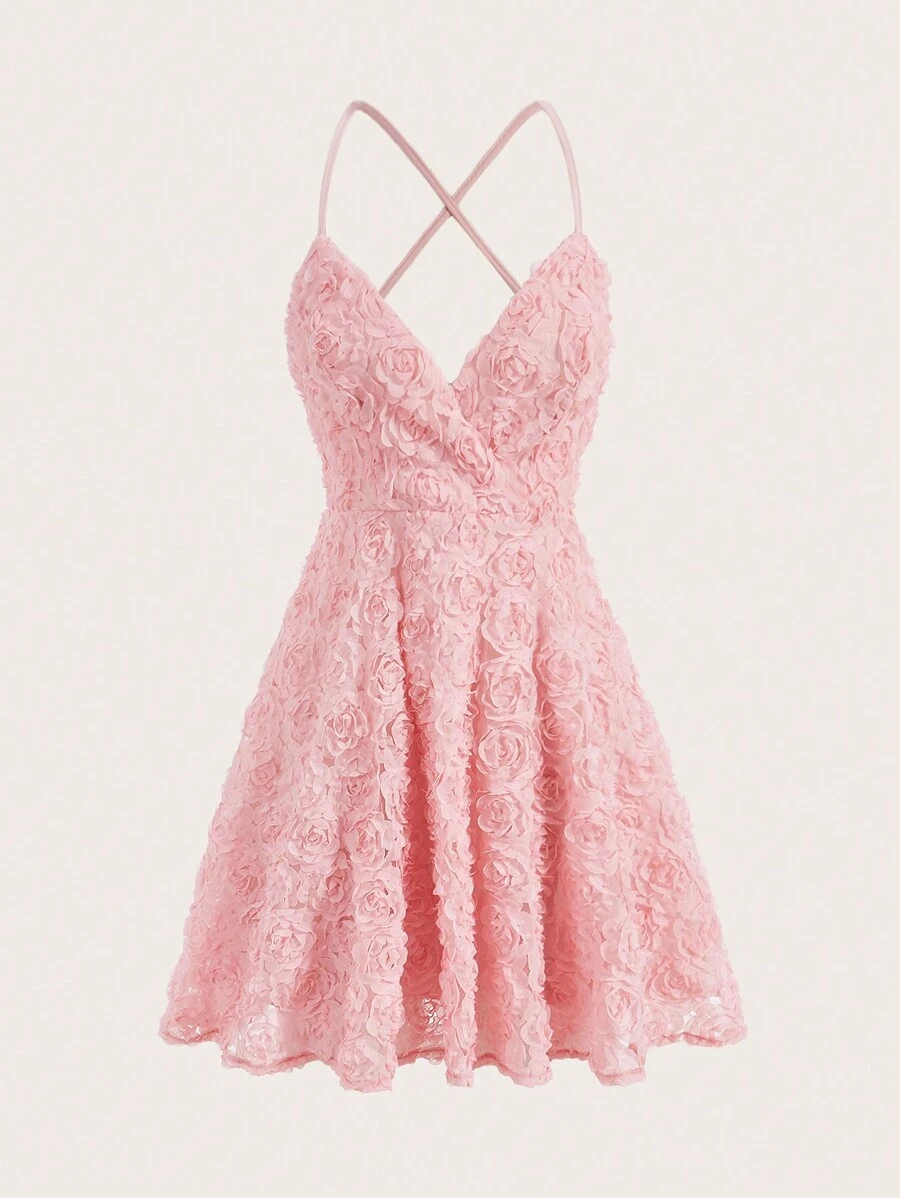 SHEIN MOD Solid Criss Cross Backless Cami Dress - Multicolor - View 1