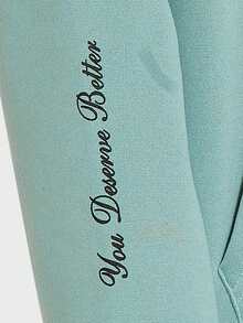 GENTILAND Nam Đồ họa Khẩu hiệu Túi kangaroo Lót nhiệt Hoodie - màu xanh lá - Xem 4