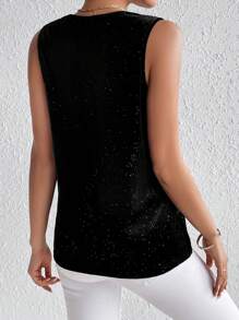 Zolique V Neck Tank Top - Black - View 2