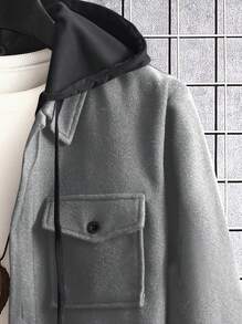 Manfinity Homme Nam Túi có nắp Dây rút áo có mũ 2 trong1 Áo khoác - Màu Xám nhạt - Xem 5