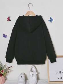 SHEIN Tween Girl Reflective Butterfly Print Sweatshirt - Black - View 2