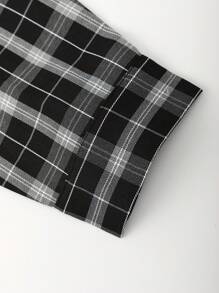 Manfinity Homme Men Plaid & Letter Graphic Shirt - Black and White - View 5