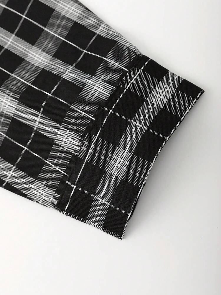 Men Plaid & Letter Graphic Shirt