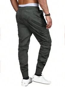 Manfinity Homme Men Drawstring Waist Zipper Detail Pants, For Fall