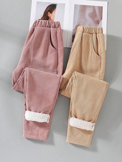 女大童2入組加絨內裏燈芯絨長褲