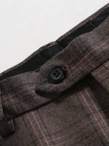 Manfinity Mode Men's Plaid Suit Trousers - Coffee Brown - View 8