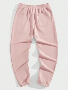 Manfinity RebelGame Nam Chi tiết Patched thư Eo dây rút Quần thể thao - Màu Hồng baby - Xem 2