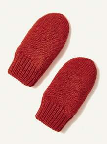 SHEIN Baby Hat And Gloves Set - Burgundy - View 9