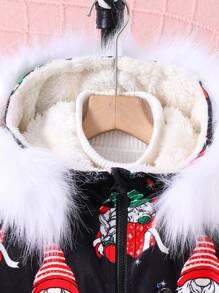 SHEIN Cô gái Tween 1 Miếng In Giáng sinh Trang trí Fuzzy Áo trùm đầu - Nhiều màu - Xem 6