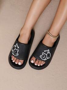 Cartoon Anti-skid Lightweight Slippers Suitable For All Seasons - Black - View 7