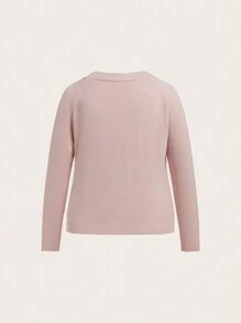 Flirla 大碼素色針織吊帶上衣&落肩袖開襟開衫 - 珊瑚粉 - 查看 2