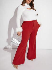 SHEIN SXY Plus Split Hem Flare Leg Suit Pants Party Outfit New Years Eve Outfit Sexy Outfit Christmas In Fall/Winter