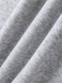 SHEIN EZwear Đồ họa Chữ cái Lót nhiệt Áo nỉ - Xám - Xem 5