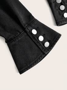 SHEIN MOD Solid Button Front Denim Shirt