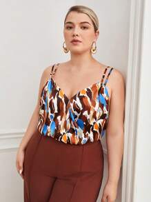 BizChic Hơn In Toàn bộ Cami ngọn - Cà phê nâu - Xem 5