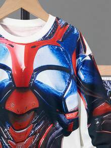 SHEIN Tween Boy Figure Graphic Tee & Sweatpants - Multicolor - View 3