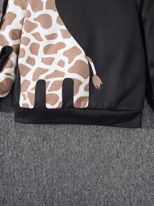 SHEIN Young Boy Giraffe Print 3D Ears Design Sweatshirt - Multicolor - View 5