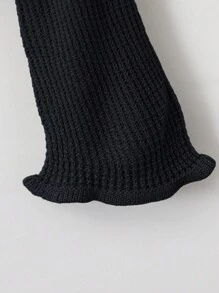 Thiếu niên cô gái Mô hình nấm Ren Mộc nhĩ Tay áo kèn  Áo len - màu đen - Xem 3