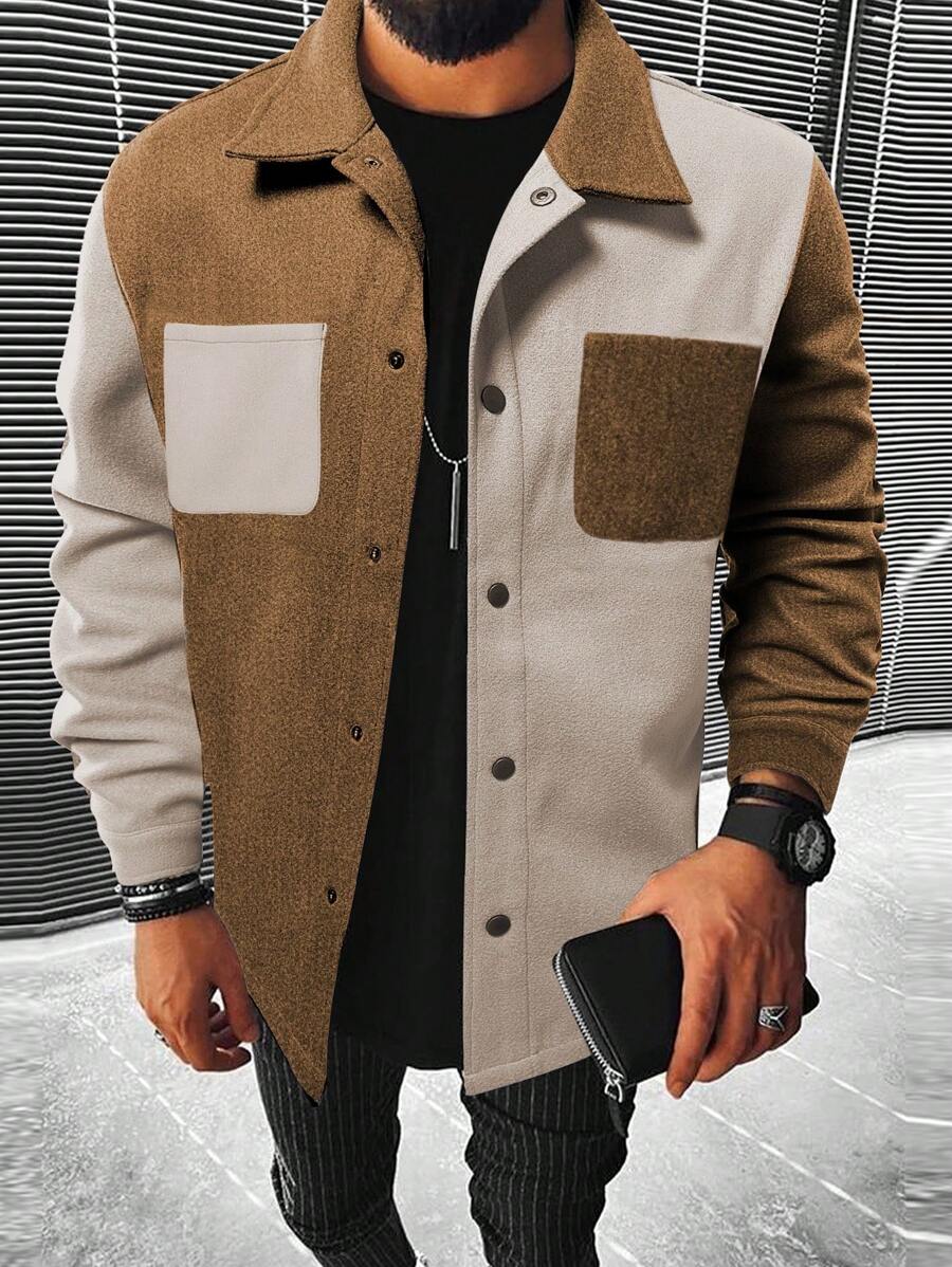 Manfinity 男士雙色雙口袋花呢外套 - 彩色 - 查看 1