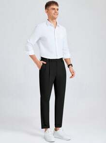 Manfinity Mode Men's Slim Fit Business Dress Pants - Black - View 3