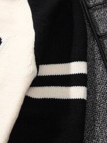 Toddler Boys Striped & Number Pattern Raglan Sleeve Jumper - Black and White - View 4