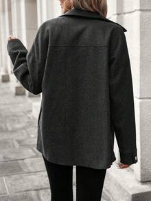 SHEIN LUNE Túi có nắp Thả vai áo - Xám - Xem 2