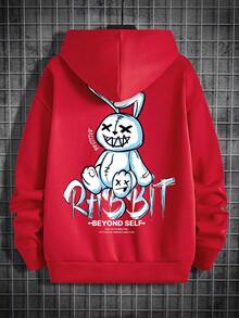 Manfinity RebelGame Men Cartoon & Slogan Graphic Drop Shoulder Hoodie - Red - View 3