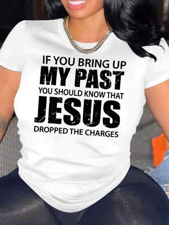 標語圖案圓領T恤