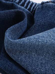 SHEIN Young Boy 1pc Elastic Waistband Ruched Jeans - Dark Wash - View 5