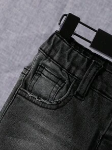 SHEIN بنطلون جينز جيب مائل خصر مرن ولد طفل