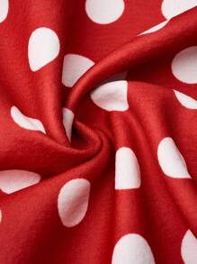 SHEIN Clasi 波尔卡圆点印花束带喇叭裙，适合新年服装